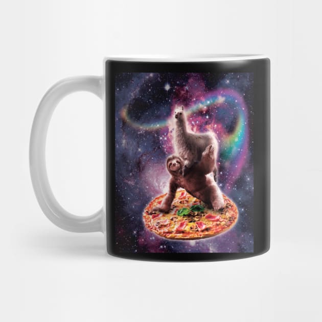 Rainbow Space Llama On Sloth Riding Pizza by Random Galaxy